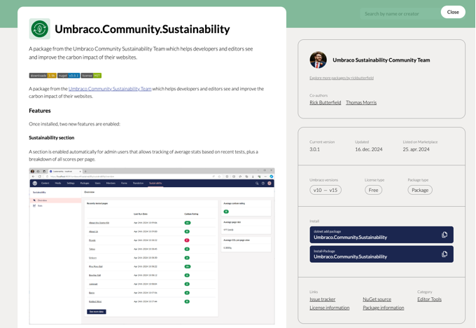 Sustainability package
